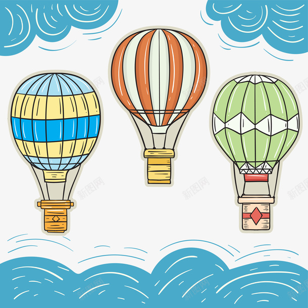 手绘氢气球图png免抠素材_88icon https://88icon.com 卡通简约 扁平化 手绘图 氢气球 热气球 矢量图案