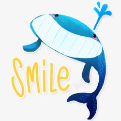 smile微笑的蓝色鲸鱼卡通素材