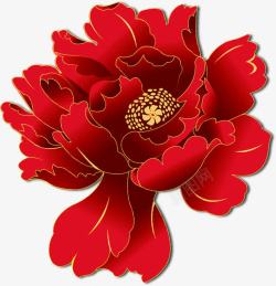 手绘立体红色海报花朵素材