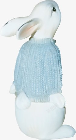 蓝毛衣小白兔素材