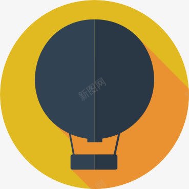 热气球橙黄色热气球图标图标