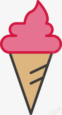 冰淇淋声带扁平化可爱卡通冰淇淋图标矢量图图标
