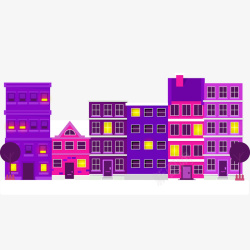 紫色的北京建筑剪影矢量图素材
