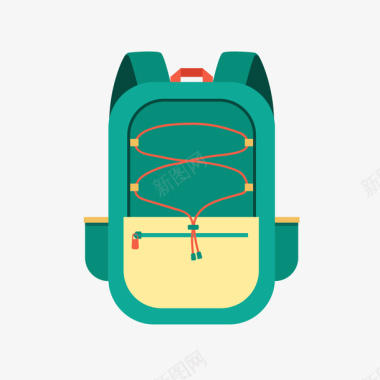 背包绿色圆弧扁平化背包元素矢量图图标图标