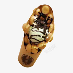 一个巧克力蛋仔冰淇淋素材
