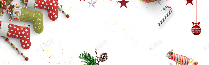 圣诞节礼物卡通文艺雪花白色banner背景