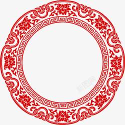 红色中国传统花纹装饰素材