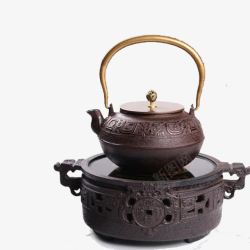 复古茶壶和托盘素材