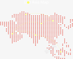 红色波点亚洲地图矢量图素材