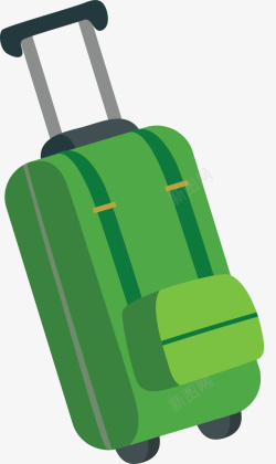 绿色拉杆式手提箱矢量图素材