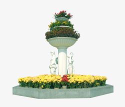 广场中央的雕塑和花素材