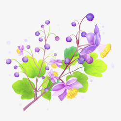 剪纸风紫色鲜花插画清新紫色鲜花插画高清图片