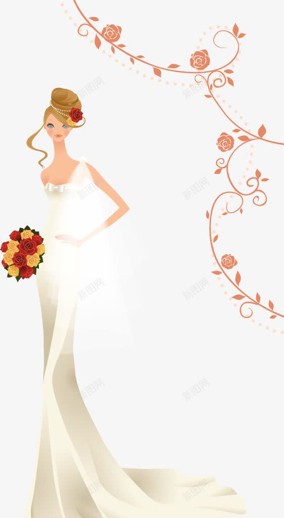 手捧花束的婚纱新娘png免抠素材_88icon https://88icon.com 婚纱素材 手捧花束的婚纱新娘 新娘 矢量素材 美女 花纹