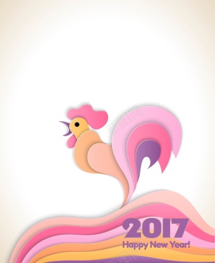 矢量折纸层叠鸡年2017背景背景