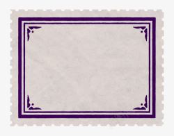 复古紫色邮票形边框素材