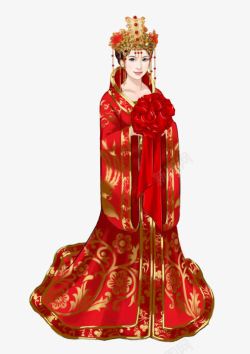 红衣新娘古风手绘素材