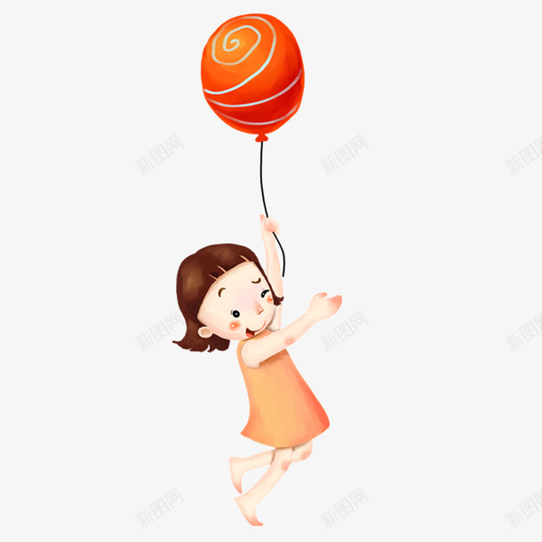 拿气球的小女孩插画png免抠素材_88icon https://88icon.com 卡通女孩 女孩装扮 手绘插画 气球