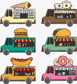 6款卡通移动餐车矢量图素材