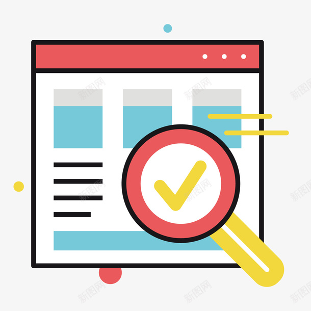 彩色扁平化放大镜元素矢量图ai免抠素材_88icon https://88icon.com 判断 卡通 对不对 对号 对错 彩色 扁平化 放大镜 矢量图