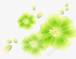 绿色水墨花朵图案矢量图素材