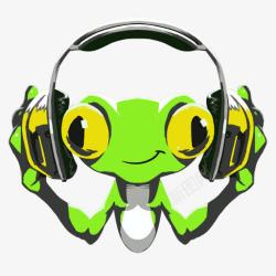 戴耳机的青蛙素材