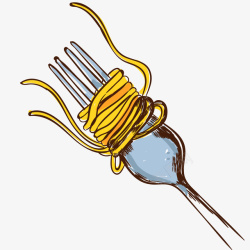 叉子卷意大利面插画矢量图素材