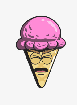 卡通锥奶油表情符号冰蛋卷冰淇凌素材