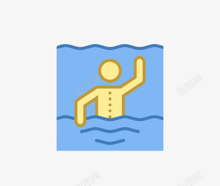 中国风卡通手绘人物游泳运动图标矢量图图标