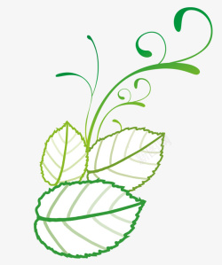 绿色简约树叶花纹装饰图案素材