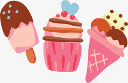 美味粉色冰激凌蛋糕矢量图素材