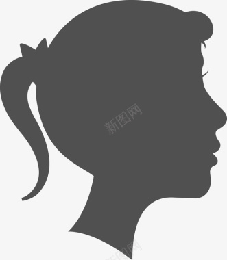 海报女孩卡通女人头部剪影图图标图标