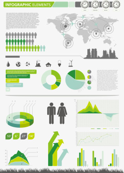 绿色环保类PPT数据图矢量图素材