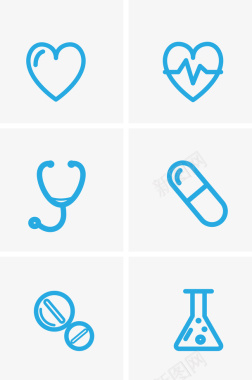 公益广告展板一组医药蓝色图标图标