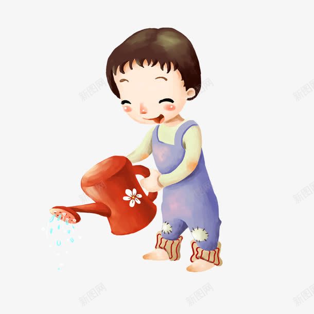 浇花的小男孩png免抠素材_88icon https://88icon.com 卡通 可爱 喷壶 手绘 清新