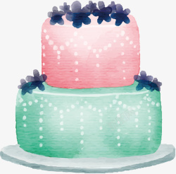水彩双层蛋糕矢量图素材