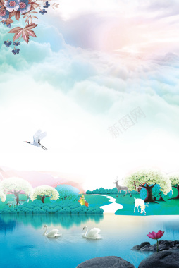 水彩手绘春季二十四节气海报背景