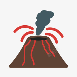 棕色火山爆发自然灾害矢量图素材