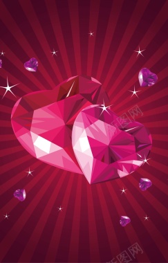 紫色爱心钻石背景矢量图背景