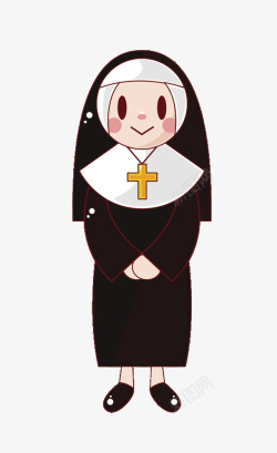 矢量修女卡通教堂的修女矢量图高清图片