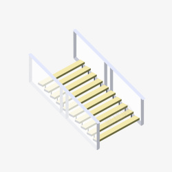 手绘黄色楼梯矢量图素材
