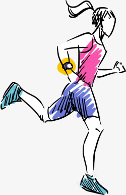 马拉松手绘跑步的女人素材