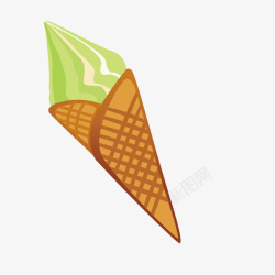 绿色抹茶装饰冰淇淋矢量图素材