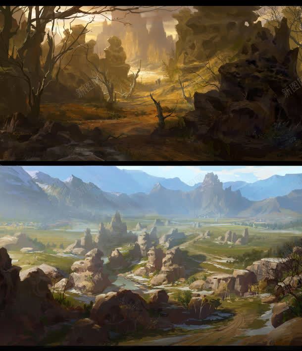 手绘玄幻网游插画jpg设计背景_88icon https://88icon.com 插画