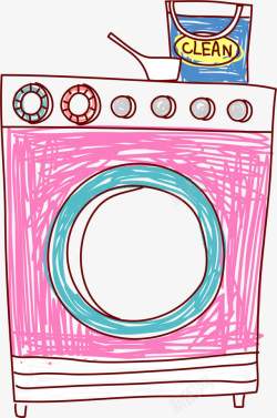 手绘洗衣机矢量图素材