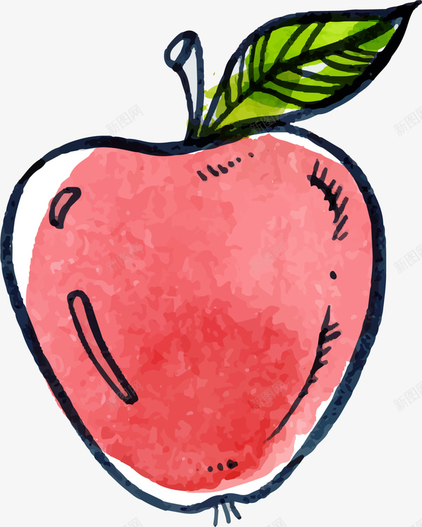 夏季水果手绘苹果png免抠素材_88icon https://88icon.com 一个苹果 夏季水果 手绘苹果 水彩 画画 绘画