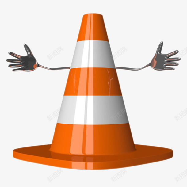 橙白间隔反光伸手的交通锥卡通png免抠素材_88icon https://88icon.com 三角形 免扣 免费下载 几何 形状 整体 物体 立体锥形 锥形