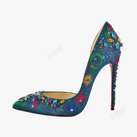 亮片蓝色高跟鞋png免抠素材_88icon https://88icon.com Louboutin 产品实物 亮片蓝色 法国Christian 高跟鞋