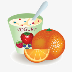 创意酸奶和水果矢量图素材