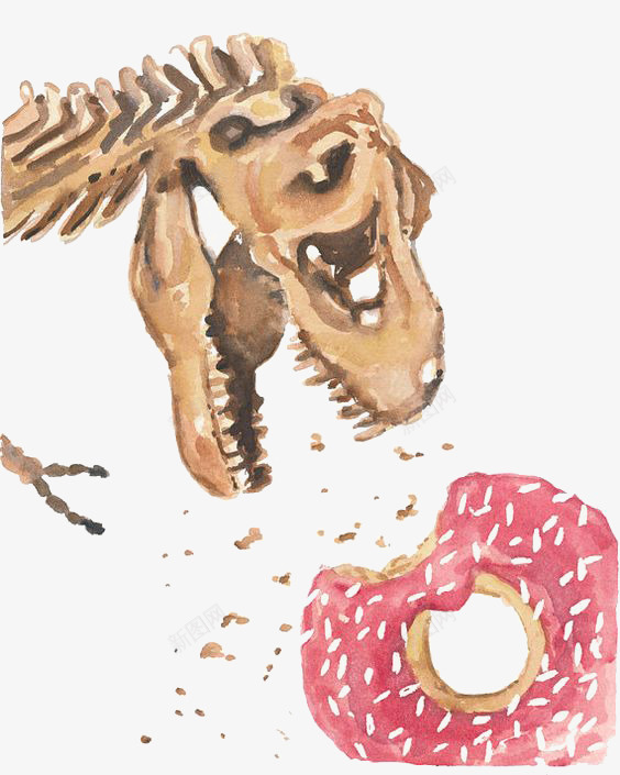吃甜甜圈的恐龙化石png免抠素材_88icon https://88icon.com 化石 恐龙 手绘甜甜圈 美食