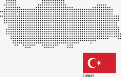 土耳其国家国旗地图矢量图素材